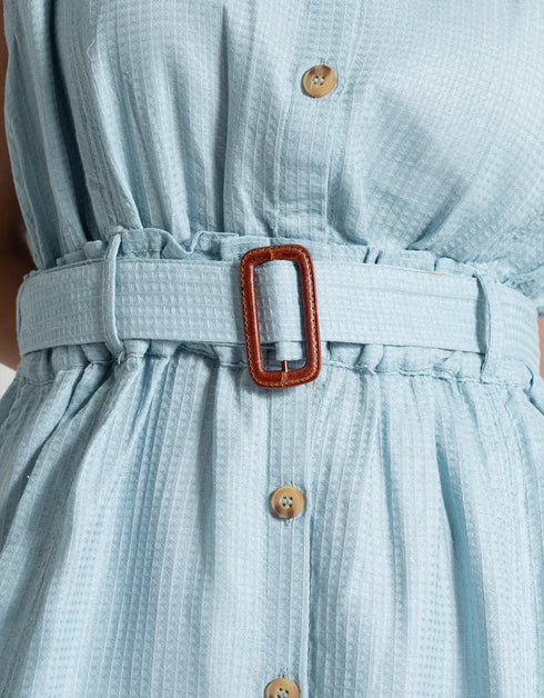 TEXTURED BUTTON DOWN DRESS
